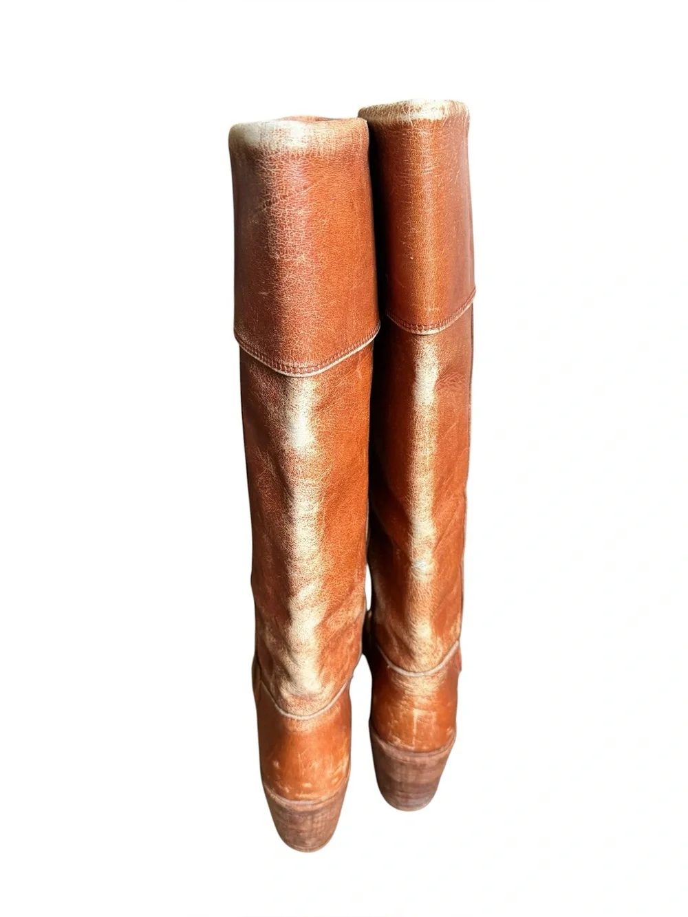 Vintage 70s Frye Tan Tall Leather Knee High Riding Boots